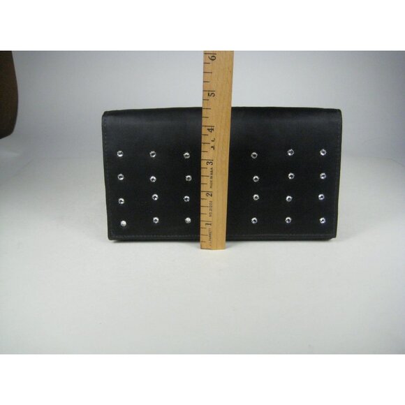 Britemode Black Clutch Rhinestones Snap Closure Purse Bag Front Flap Vintage - Picture 3 of 16